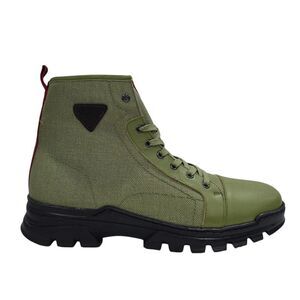 Firetrap Mens Lucas Leather Combat Boots / Light Green